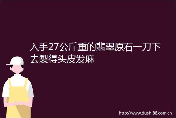 入手27公斤重的翡翠原石一刀下去裂得头皮发麻