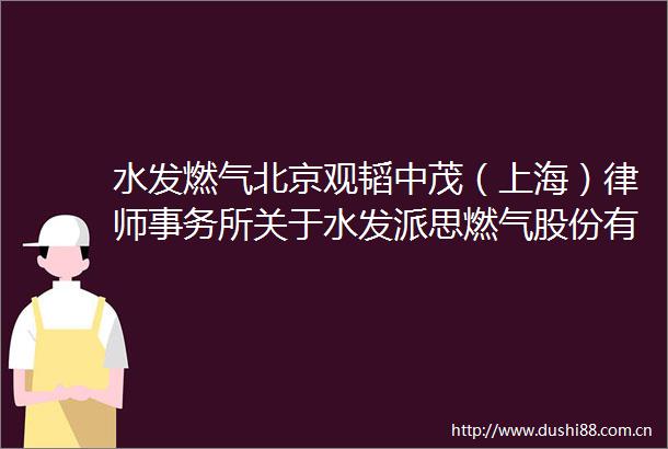 水发燃气北京观韬中茂（上海）律师事务所关于水发派思燃气股份有限公司2023年年度股东大会的意见书