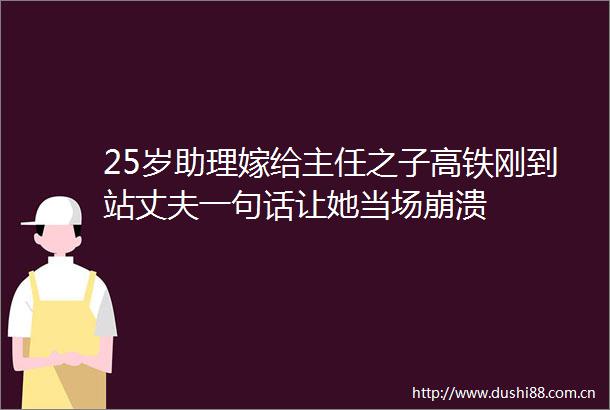 25岁助理嫁给主任之子高铁刚到站丈夫一句话让她当场崩溃