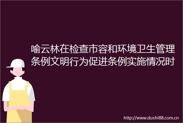 喻云林在检查市容和环境卫生管理条例文明行为促进条例实施情况时强调以人大监督刚性推动生态美市容美人文美