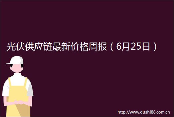 光伏供应链最新价格周报（6月25日）