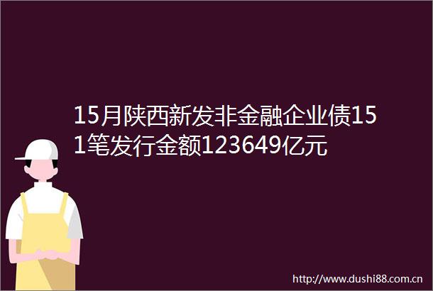 15月陕西新发非金融企业债151笔发行金额123649亿元