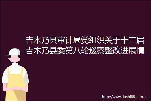 吉木乃县审计局党组织关于十三届吉木乃县委第八轮巡察整改进展情况的通报