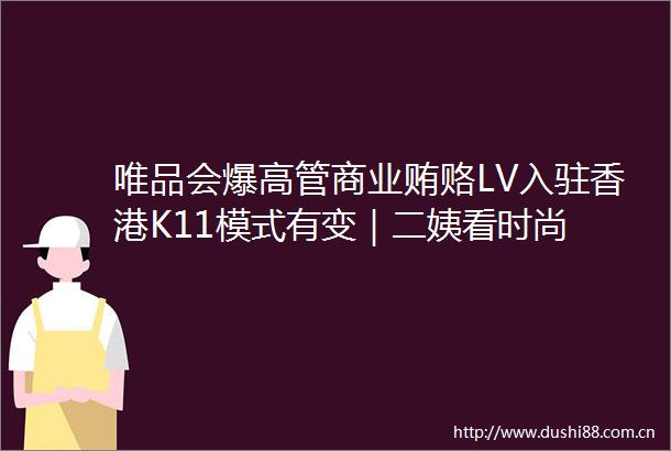 唯品会爆高管商业贿赂LV入驻香港K11模式有变｜二姨看时尚