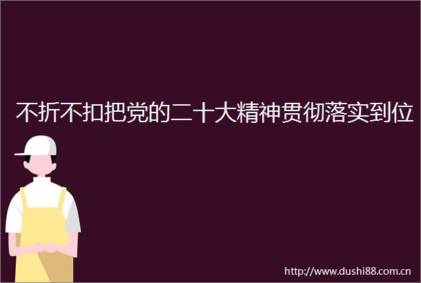 不折不扣把党的二十大精神贯彻落实到位