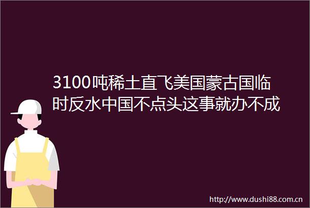 3100吨稀土直飞美国蒙古国临时反水不点头这事就办不成