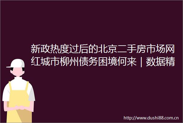 新政热度过后的北京二手房市场网红城市柳州债务困境何来｜数据精华