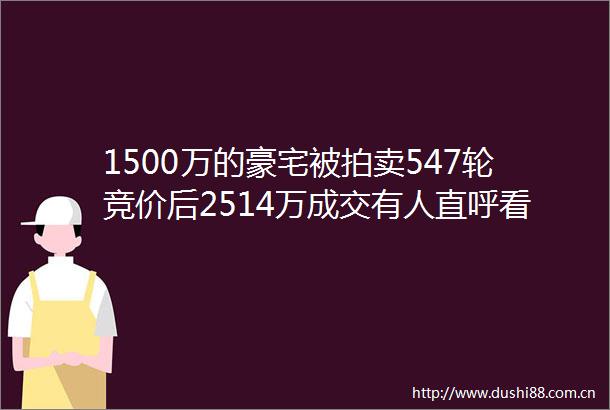 1500万的豪宅被拍卖547轮竞价后2514万成交有人直呼看不懂