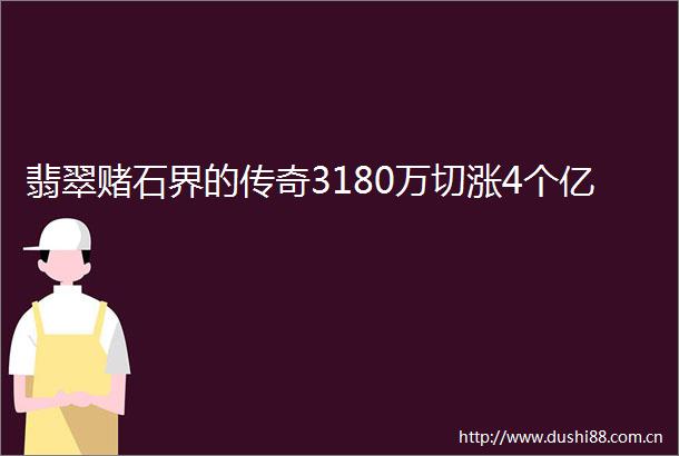 翡翠赌石界的传奇3180万切涨4个亿