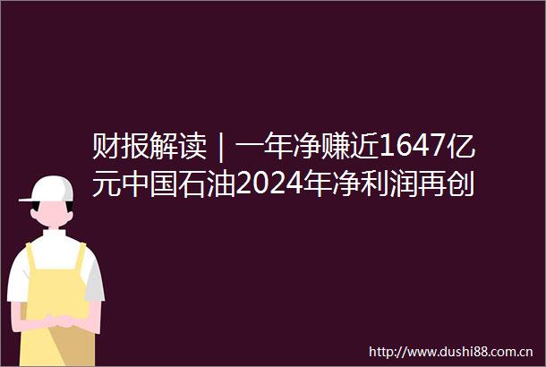 财报解读｜一年净赚近1647亿元石油2024年净利润再创历史新高