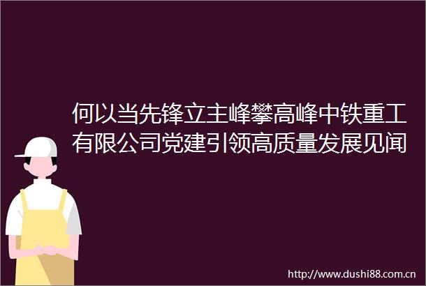 何以当先锋立主峰攀高峰中铁重工有限公司党建引领高质量发展见闻