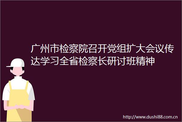 广州市检察院召开党组扩大会议传达学习全省检察长研讨班精神