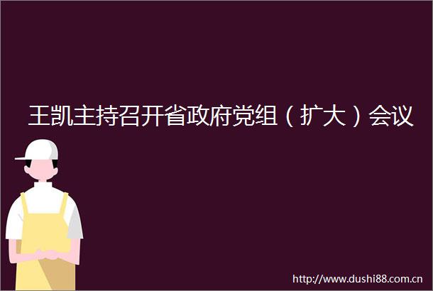 王凯主持召开省党组（扩大）会议
