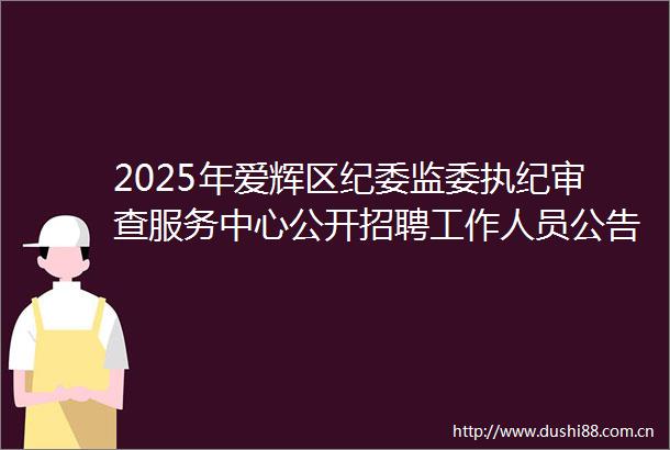2025年爱辉区纪委监委执纪审查服务中心公开招聘工作人员公告