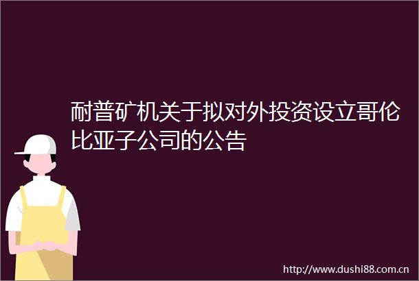 耐普矿机关于拟对外投资设立哥伦比亚子公司的公告