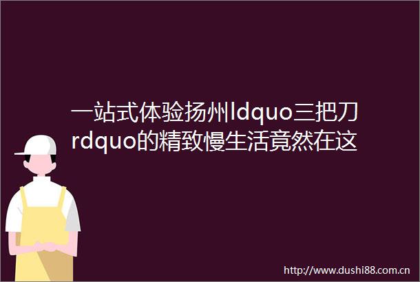 一站式体验扬州ldquo三把刀rdquo的精致慢生活竟然在这里
