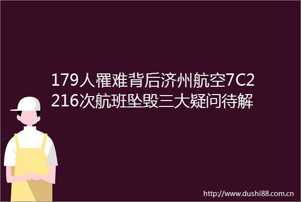 179人罹难背后济州航空7C2216次航班坠毁三大疑问待解