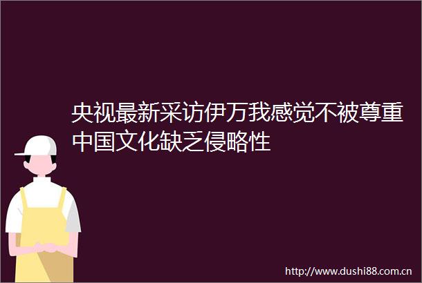 央视最新采访伊万我感觉不被尊重文化缺乏侵略性