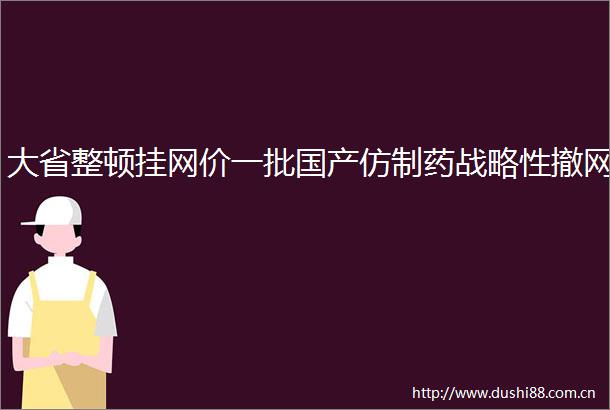大省整顿挂网价一批国产药战略性撤网