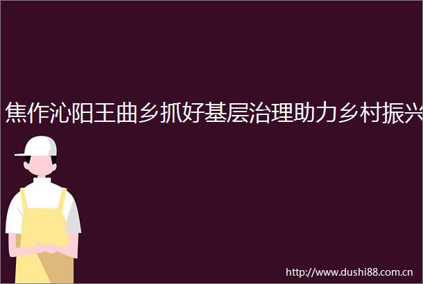 焦作沁阳王曲乡抓好基层治理助力乡村振兴