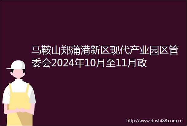 马鞍山郑蒲港新区现代产业园区管委会2024年10月至11月采购意向