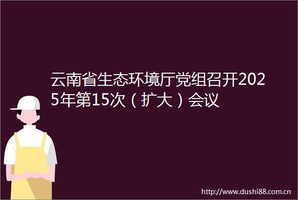 云南省生态环境厅党组召开2025年第15次（扩大）会议