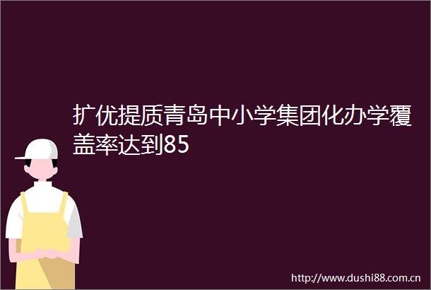 扩优提质青岛中小学集团化办学覆盖率达到85