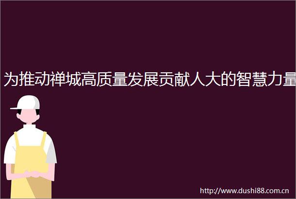 为推动禅城高质量发展贡献人大的智慧力量