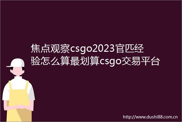 焦点观察csgo2023官匹经验怎么算最划算csgo交易平台饰品大全