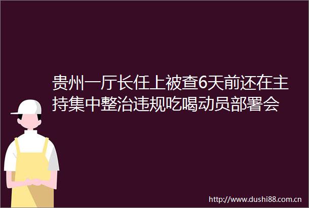 贵州一厅长任上被查6天前还在主持集中整治吃喝动员部署会