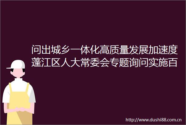 问出城乡一体化高质量发展加速度蓬江区人大常委会专题询问实施百千万工程统筹推进城乡