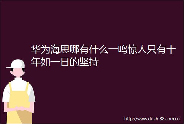 华为海思哪有什么一鸣惊人只有十年如一日的坚持