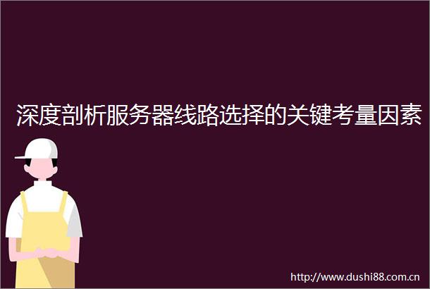深度剖析服务器线路选择的关键考量因素