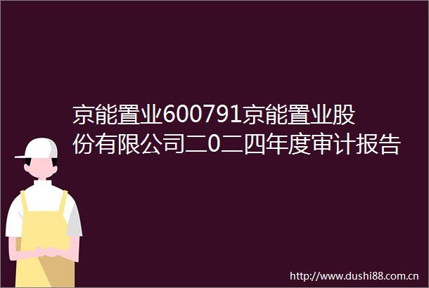 京能置业600791京能置业股份有限公司二0二四年度审计报告