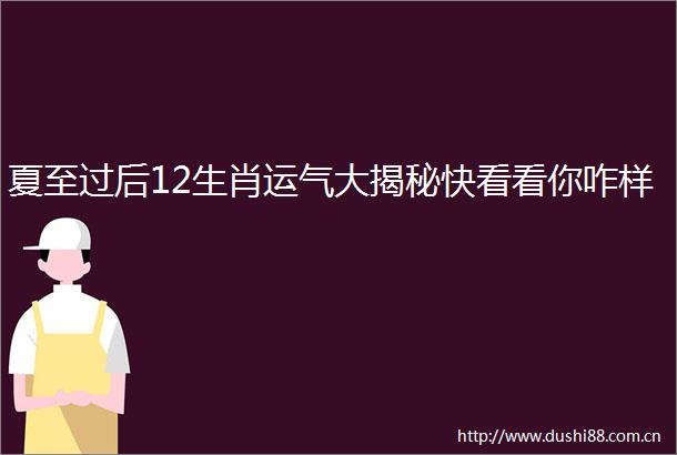 夏至过后12生肖运气大揭秘快看看你咋样