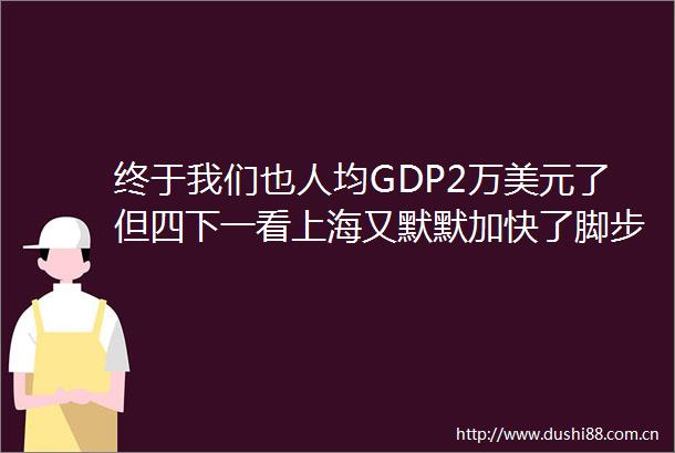 终于我们也人均GDP2万美元了但四下一看上海又默默加快了脚步