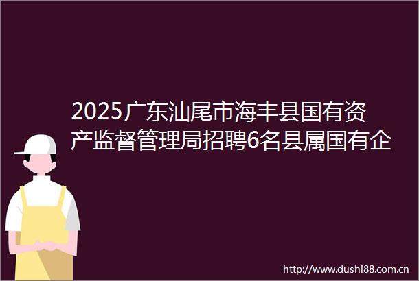 2025广东汕尾市海丰县国有资产监督管理局招聘6名县属国有企业人员笔试公告
