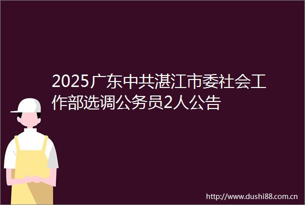 2025广东湛江市委社会工作部选调员2人公告