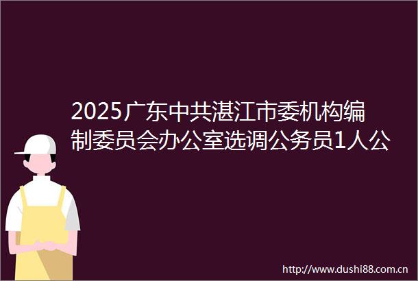 2025广东湛江市委机构编制委员会办公室选调员1人公告