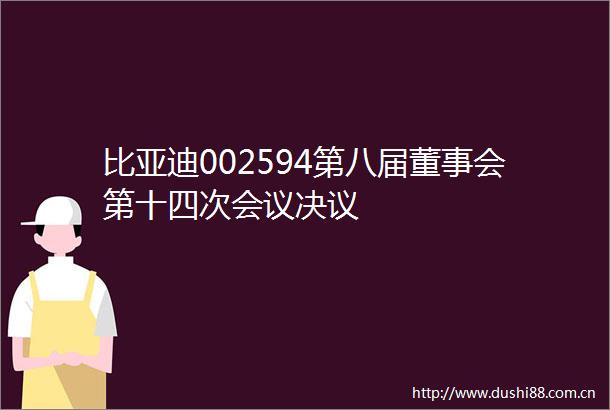 比亚迪002594第八届董事会第十四次会议决议