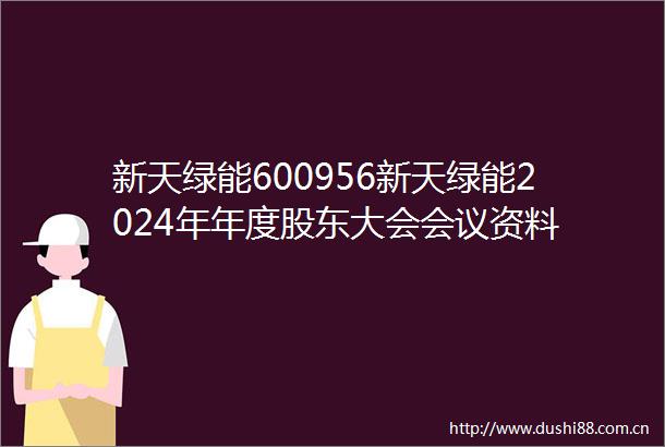 新天绿能600956新天绿能2024年年度股东大会会议资料