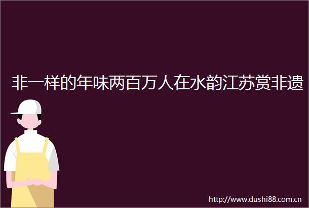 非一样的年味两百万人在水韵江苏赏非遗