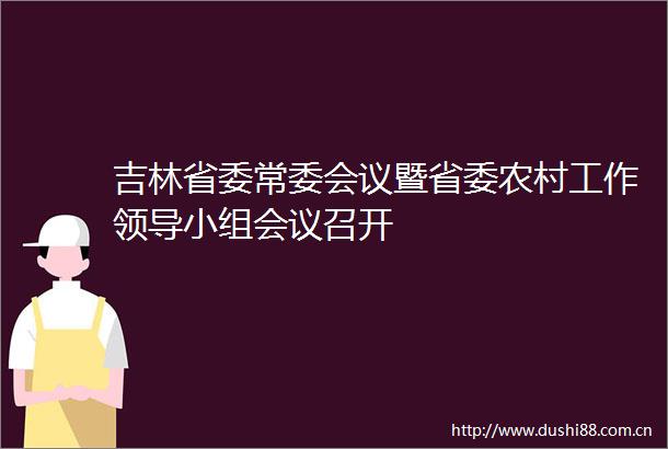 吉林省委常委会议暨省委农村工作小组会议召开