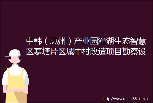 中韩（惠州）产业园潼湖生态智慧区寒塘片区城中村改造项目勘察设计勘察设计招标公告