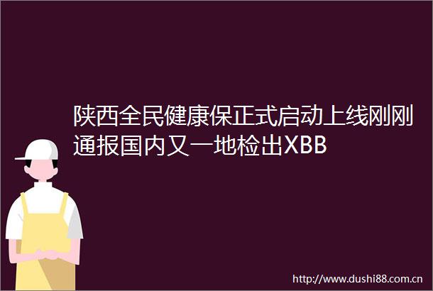 陕西全民健康保正式启动上线刚刚通报国内又一地检出XBB