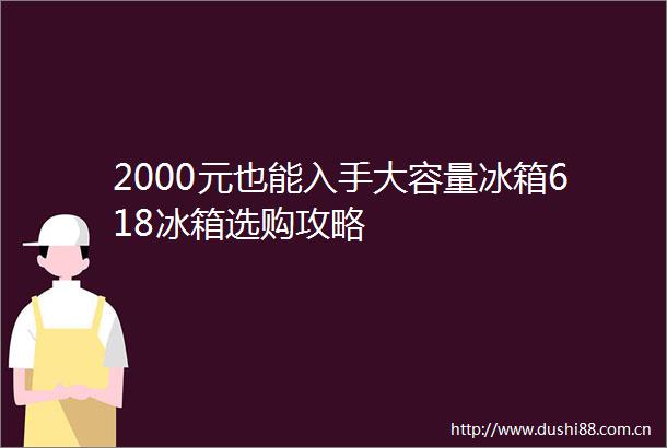 2000元也能入手大容量冰箱618冰箱选购攻略