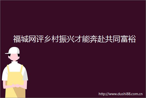 福城网评乡村振兴才能奔赴共同富裕