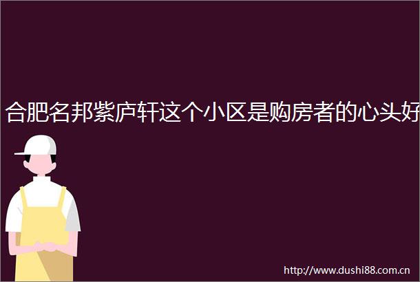 合肥名邦紫庐轩这个小区是购房者的心头好