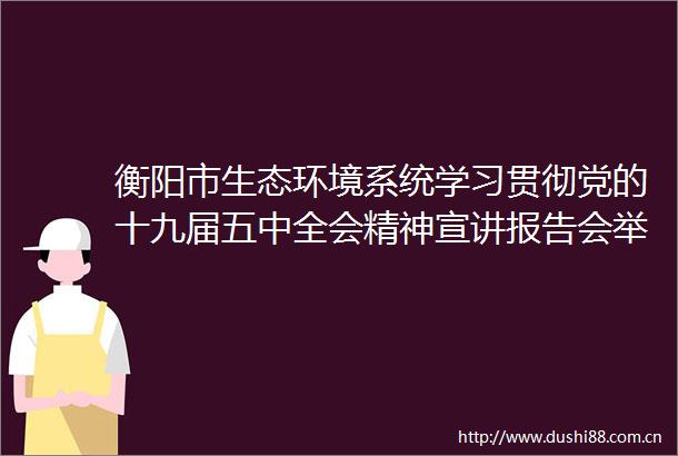 衡阳市生态环境系统学习贯彻党的十九届五中全会精神宣讲报告会举行