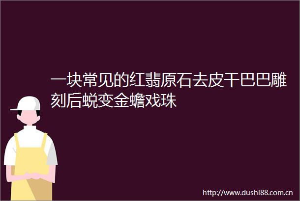 一块常见的红翡原石去皮干巴巴雕刻后蜕变金蟾戏珠